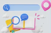 Graphic icons of a magnifying glass, open book, and location pin representing Tucson digital marketing and local SEO.