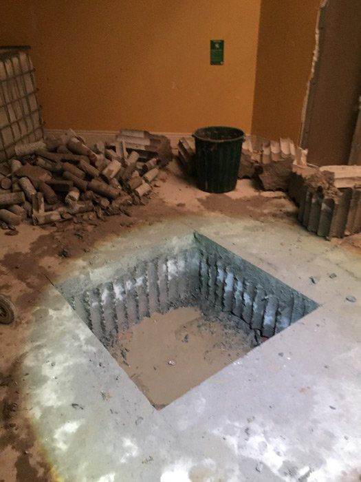 cored hole in concrete floor