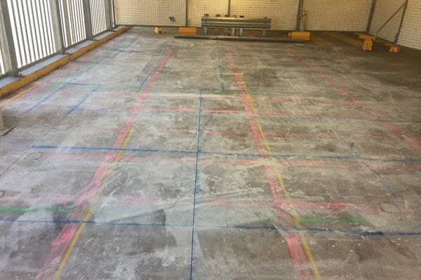 concrete being prepped for scanning