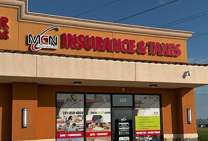 The front of a men 's insurance and taxes store
