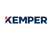 The kemper logo is blue and red on a white background.