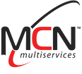 The logo for mcn multiservices is red and black.