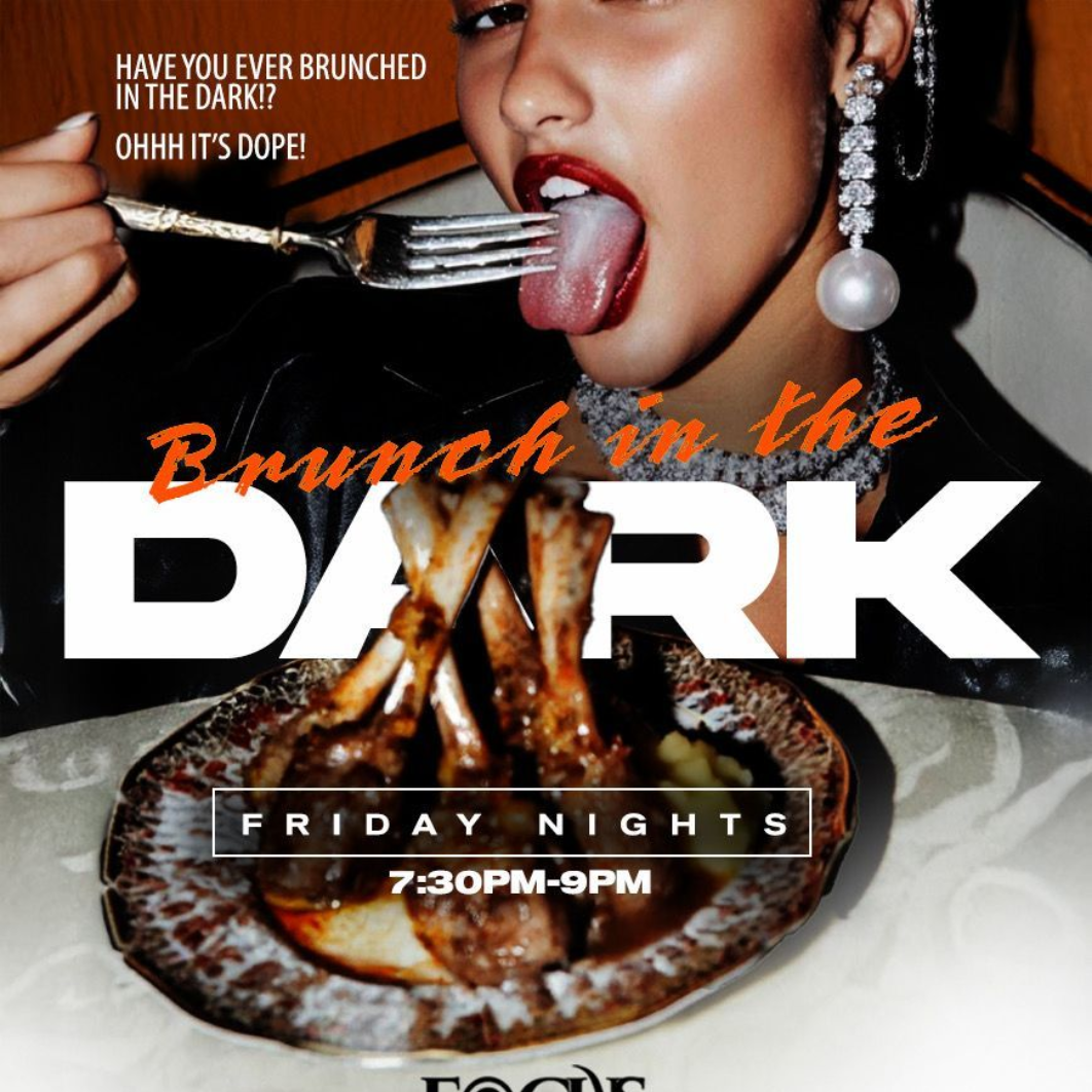 Green poster with pancake stack. 