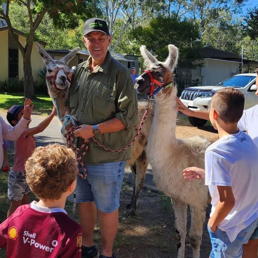 Llama with kids