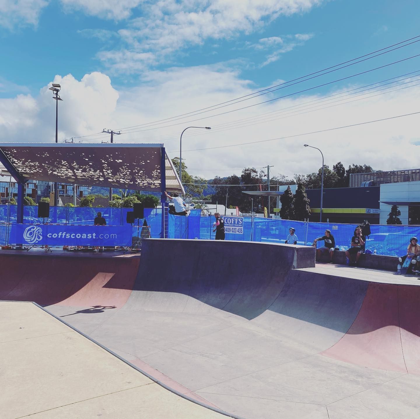 A Skateboard Park With A Sign — Coffs Temporary Fencing Pty Ltd In Moonee Beach, NSW