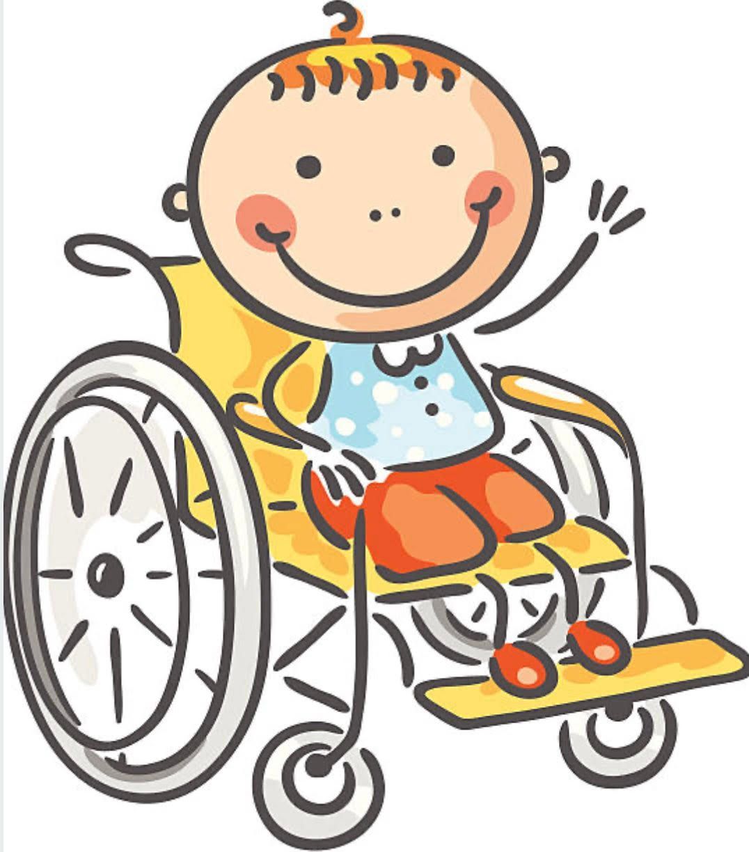 Illustration of a happy, healthy boy in a wheelchair