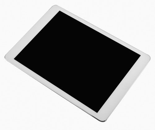 White tablet computer isolated on over white background