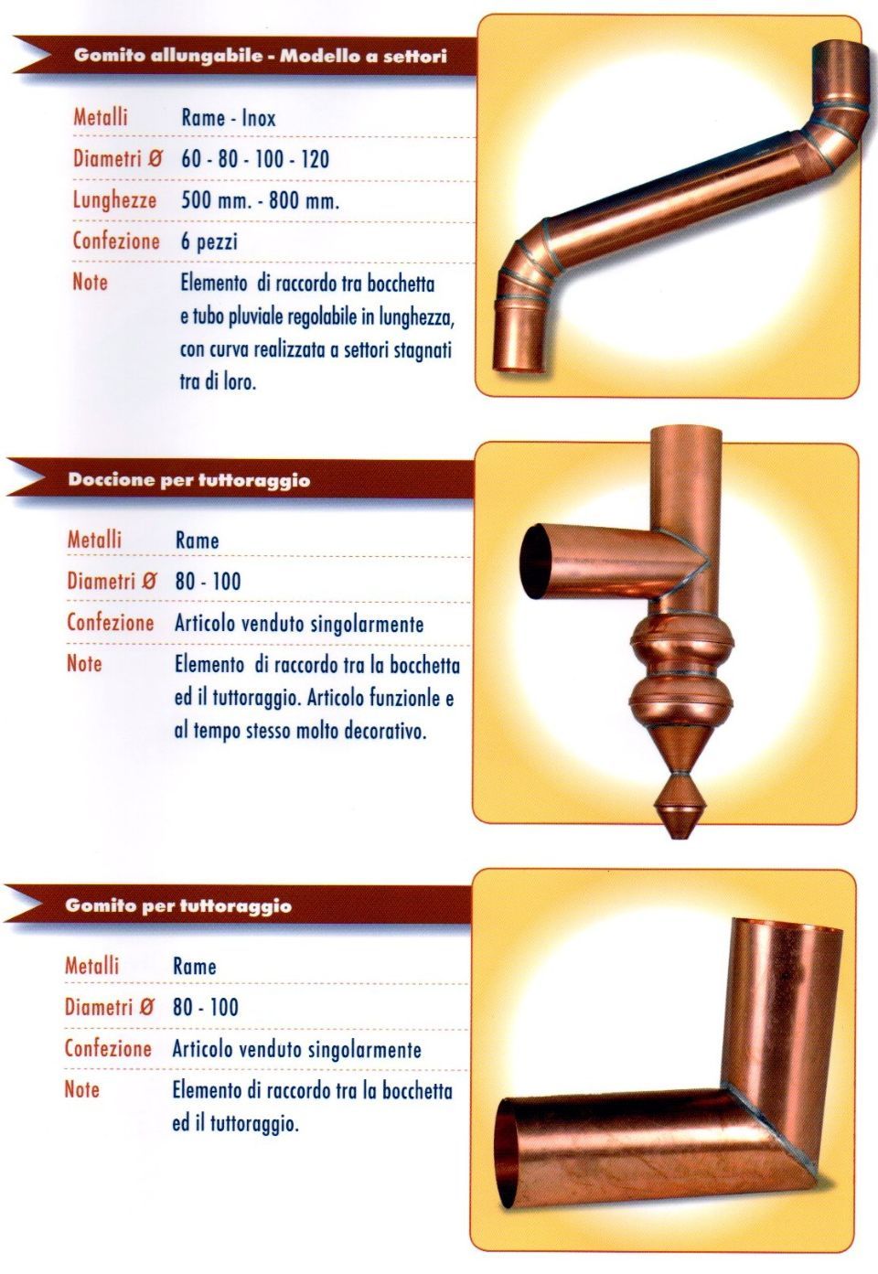 Gomiti a settori e allungabili