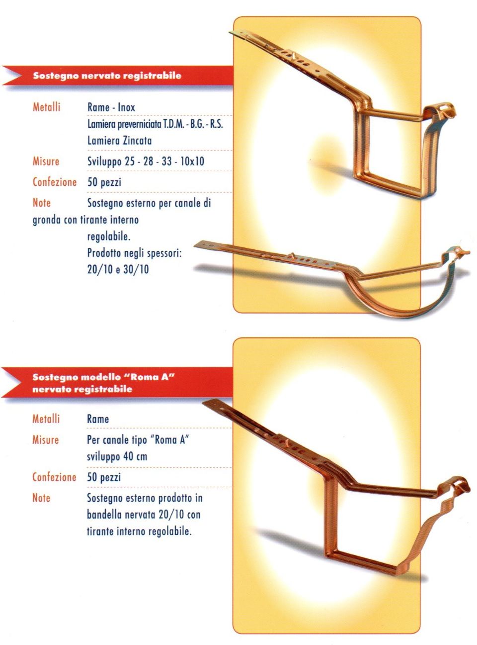 Sostegni in rame - inox