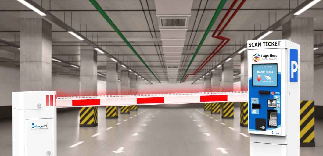 Flat-rate parking system with barrier gate for Baltimore parking lots