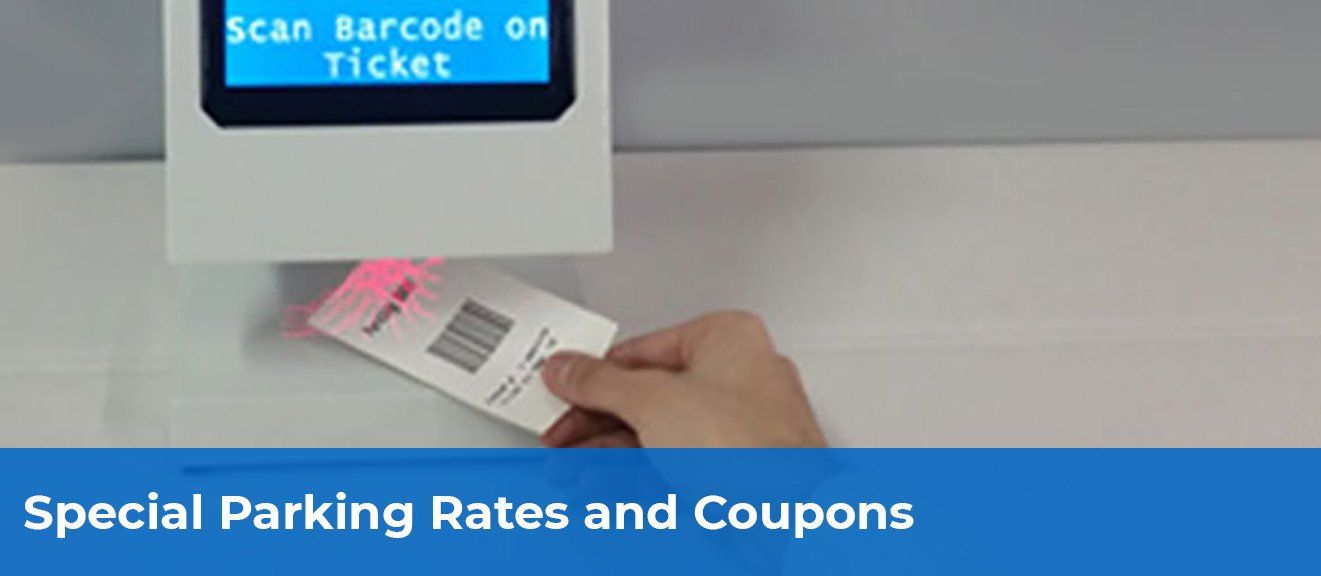 customer validating parking discount or coupon