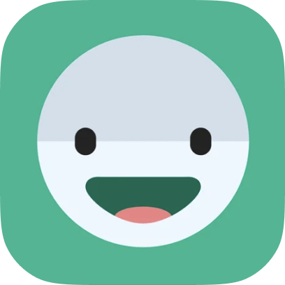 An app icon with a smiling face on it