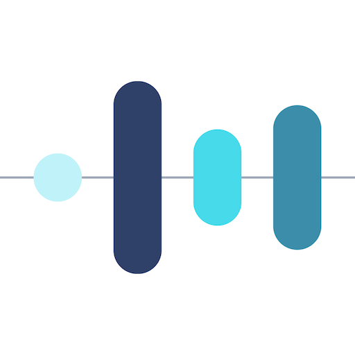A blue and white icon of a sound wave on a white background.