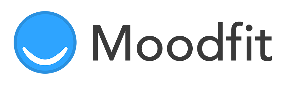 The Moodfit logo: a blue circle containing a white smiling mouth icon next to the word 