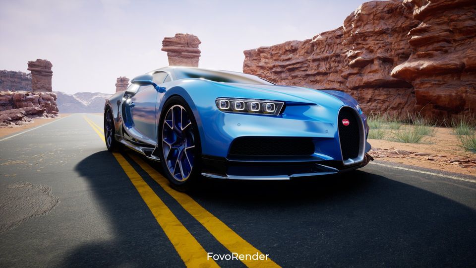 A Realistic Bugatti Rendered in Unreal Engine 5