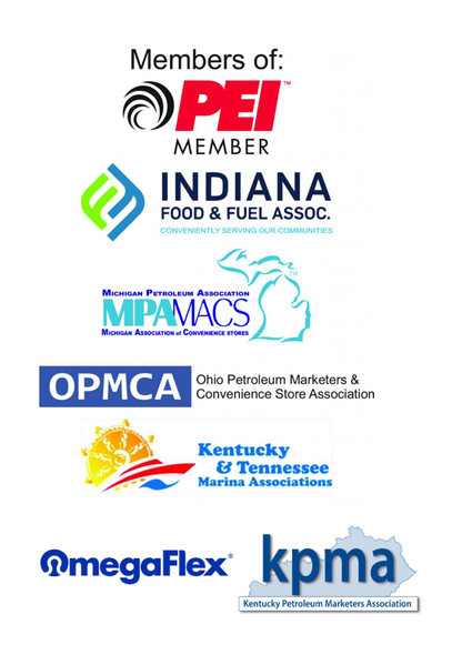 Logos of various fuel and convenience store associations, including PEI, Indiana Food & Fuel Assoc., and Kentucky Petroleum Marketers Assoc.