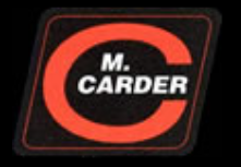Black and orange logo featuring a large red 