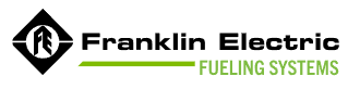 Logo for Franklin Electric Fueling Systems, featuring a black diamond with a stylized logo and the company name in black text. A green line separates the name from the text 
