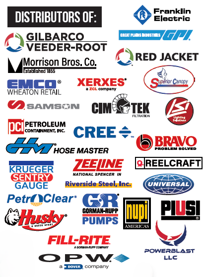 List of company logos, distributors of various petroleum and fluid handling equipment.