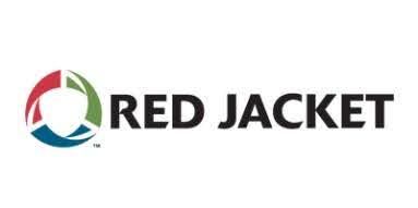 Logo for Red Jacket, with a circular design in red, green, and blue, and the words 