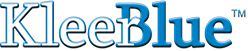 KleeBlue logo in blue, with a white outline and a shadow effect. The trademark symbol is in the upper right.