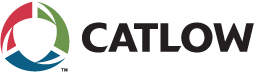 Logo for CATLOW, featuring a circular graphic in red, green, and blue, with the company name in black.