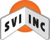 Logo for SVI INC: White, folded sign with 