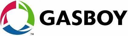 Logo for Gasboy, featuring a circular design in red, green, and blue, next to the word 