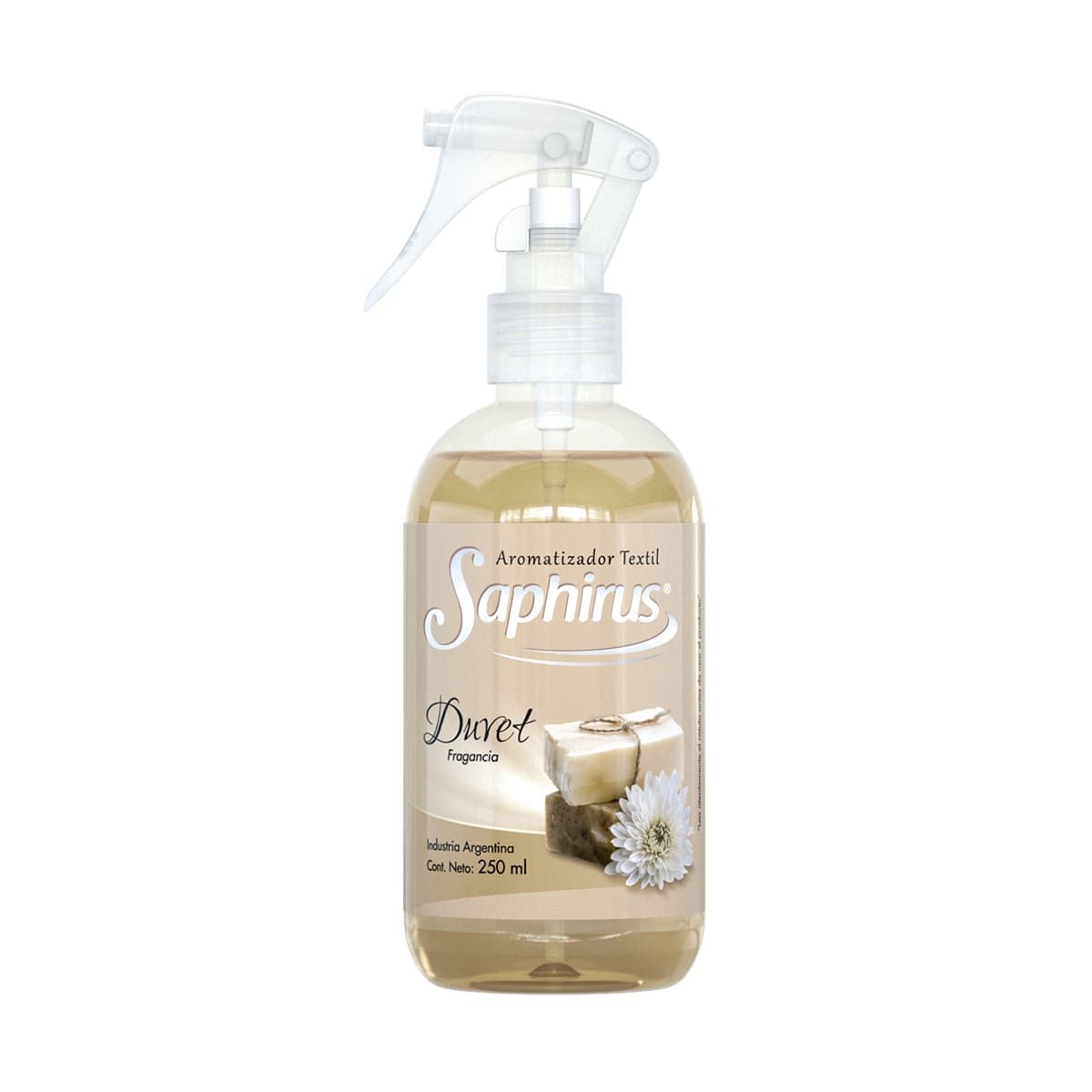 Botella en spray de ambientador de tejidos “Saphirus Quilt”, líquido beige.