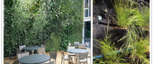parede decorado de plantas formando um jardim vertical