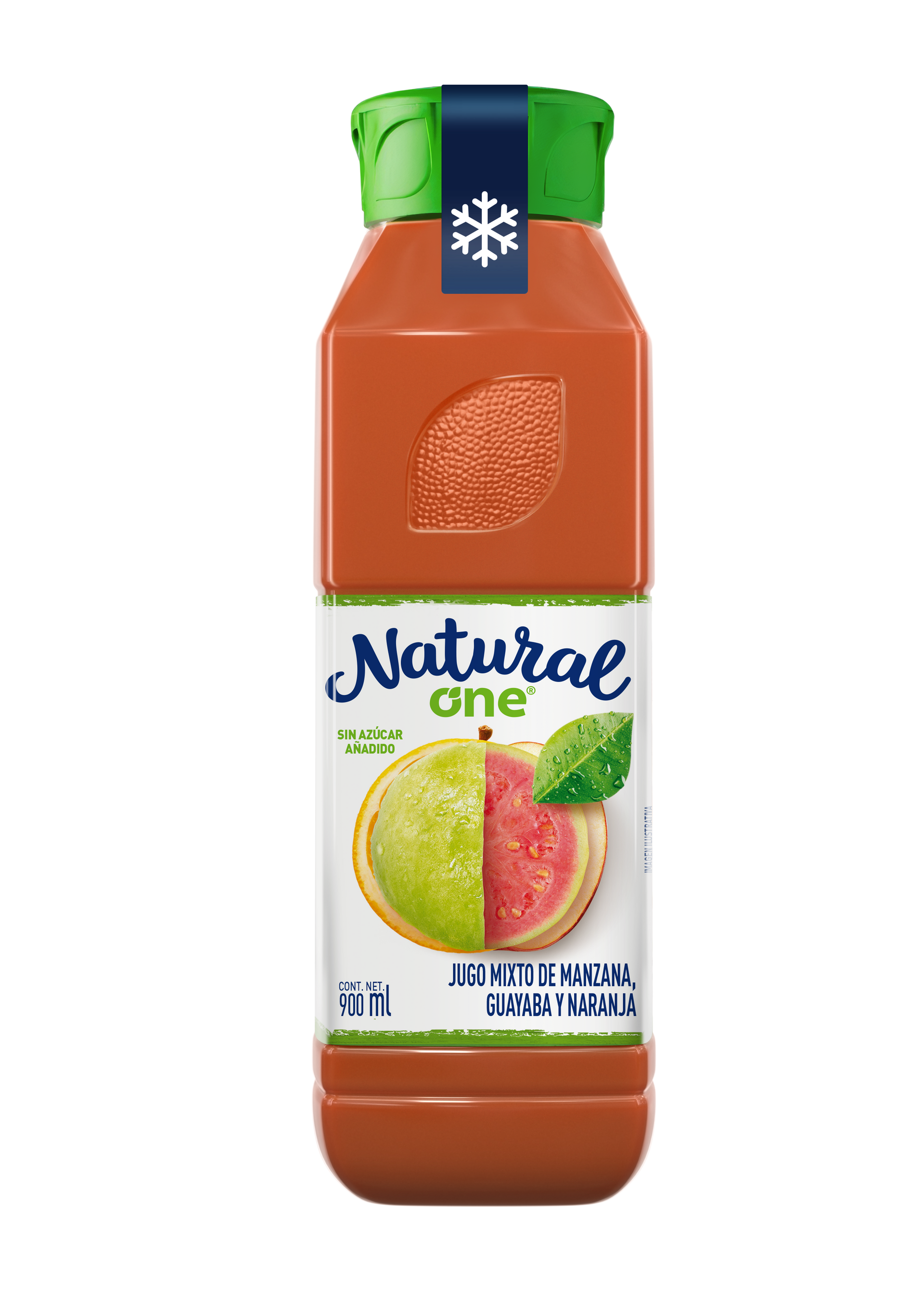 Jugo mixto de manzana, guayaba y naranja.