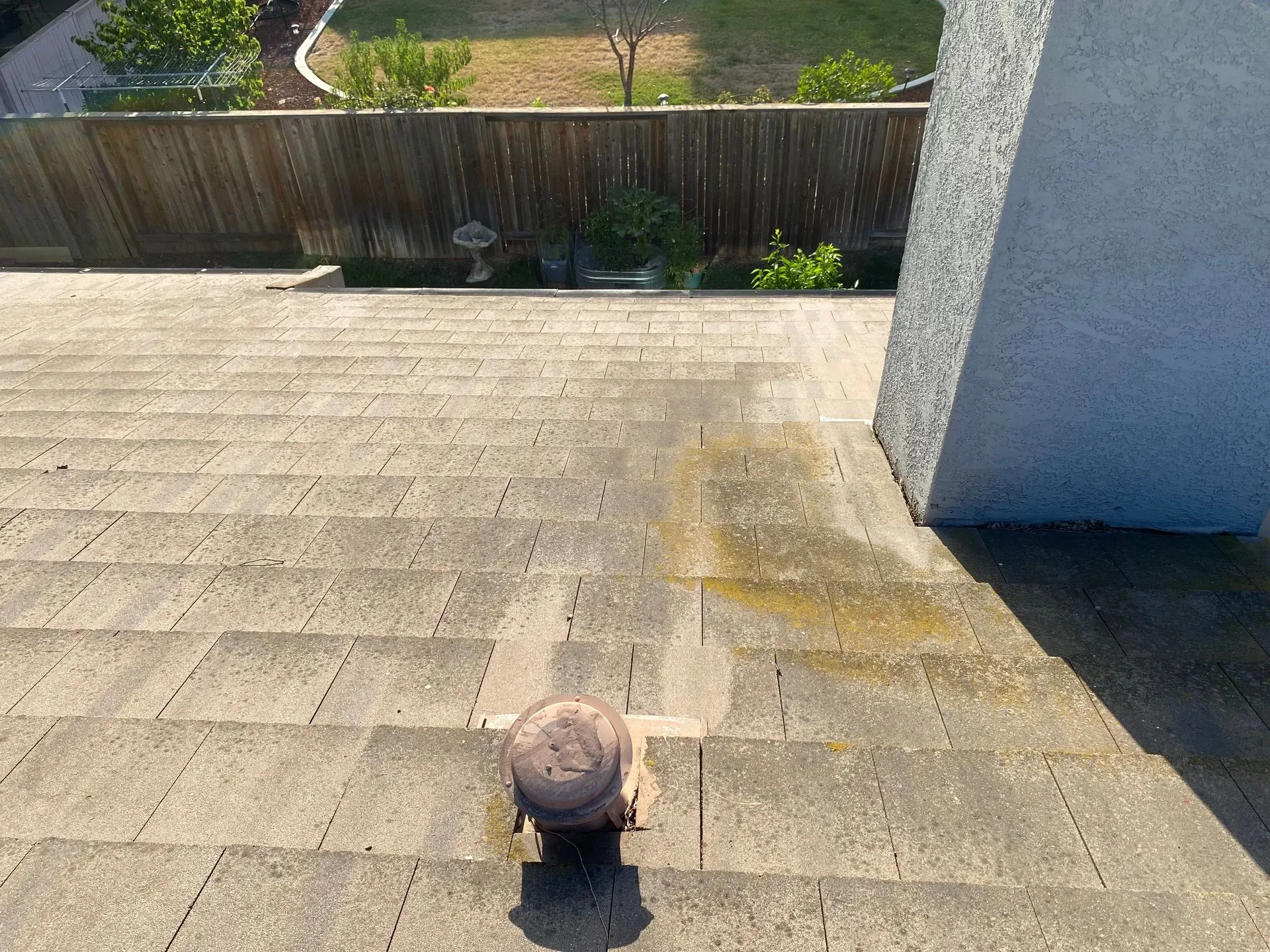 A person is walking down a set of stairs.