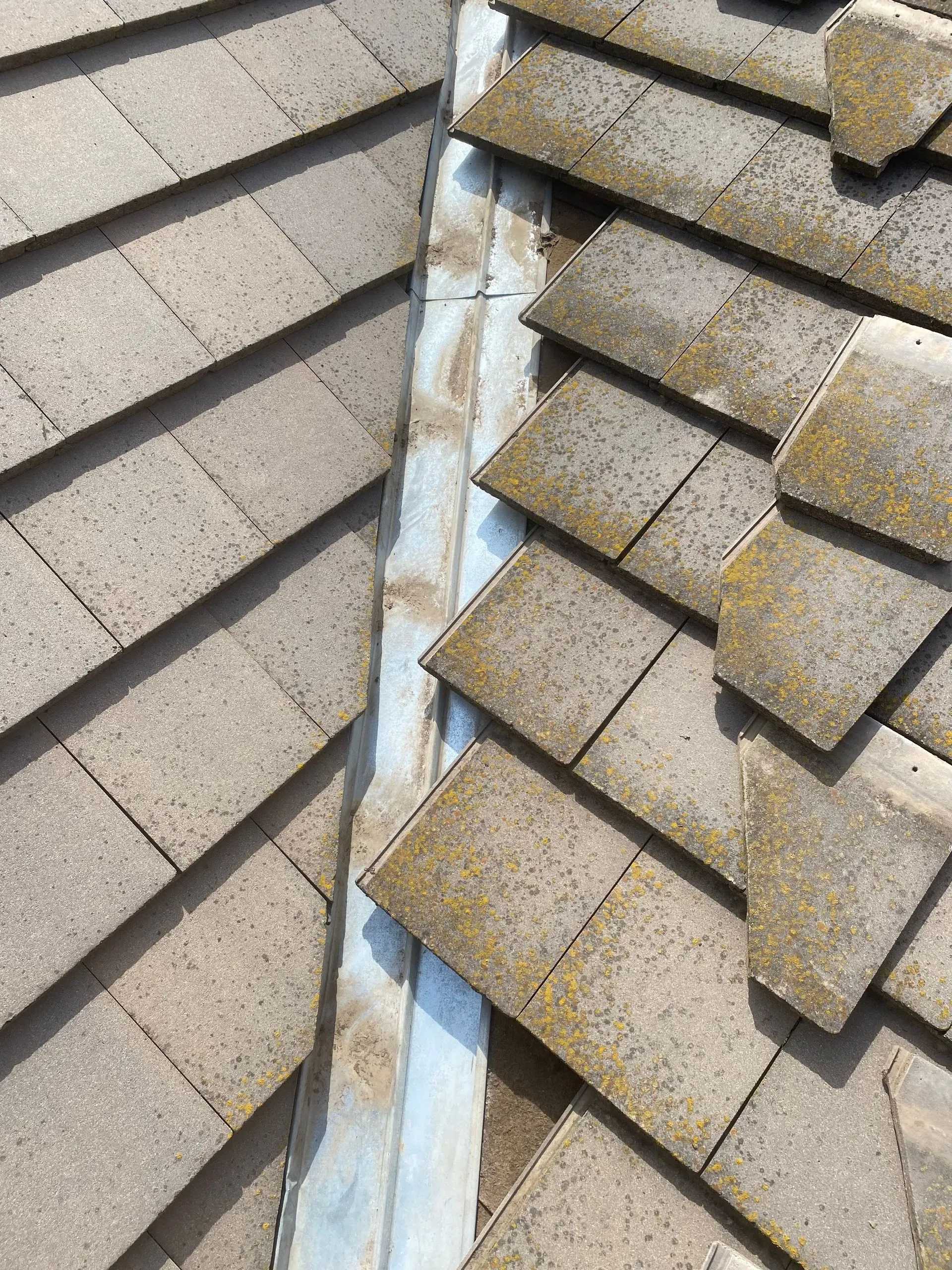 A close up of a roof with shingles and a gutter.