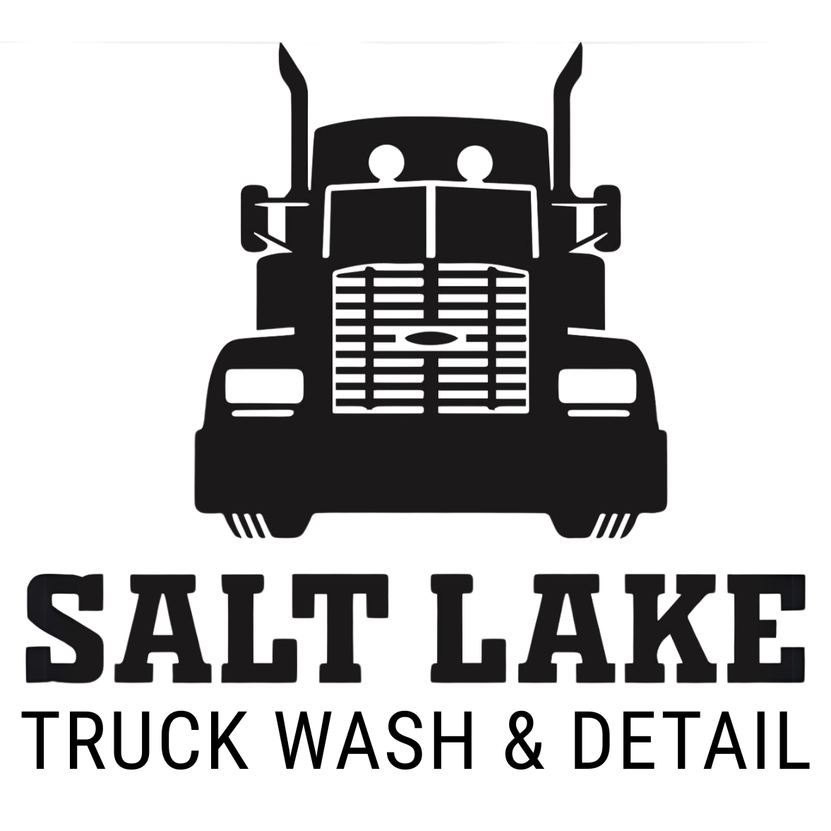A black and white logo for salt lake truck wash and detail.