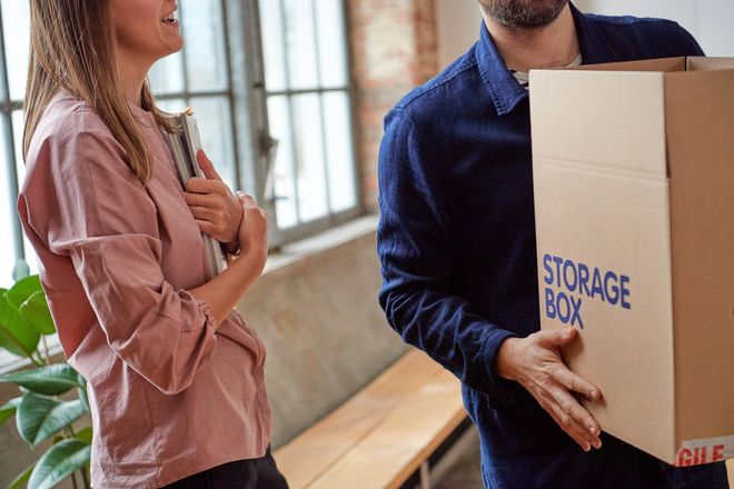 couple with storage box