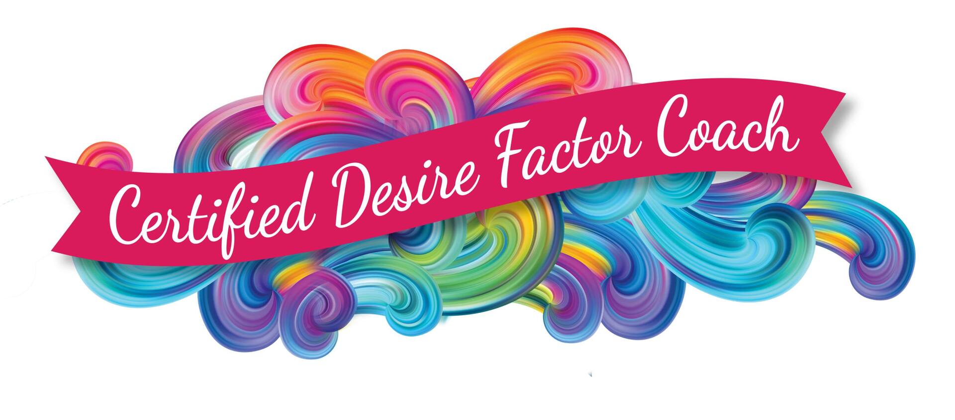 A colorful logo for certified desire factor coach