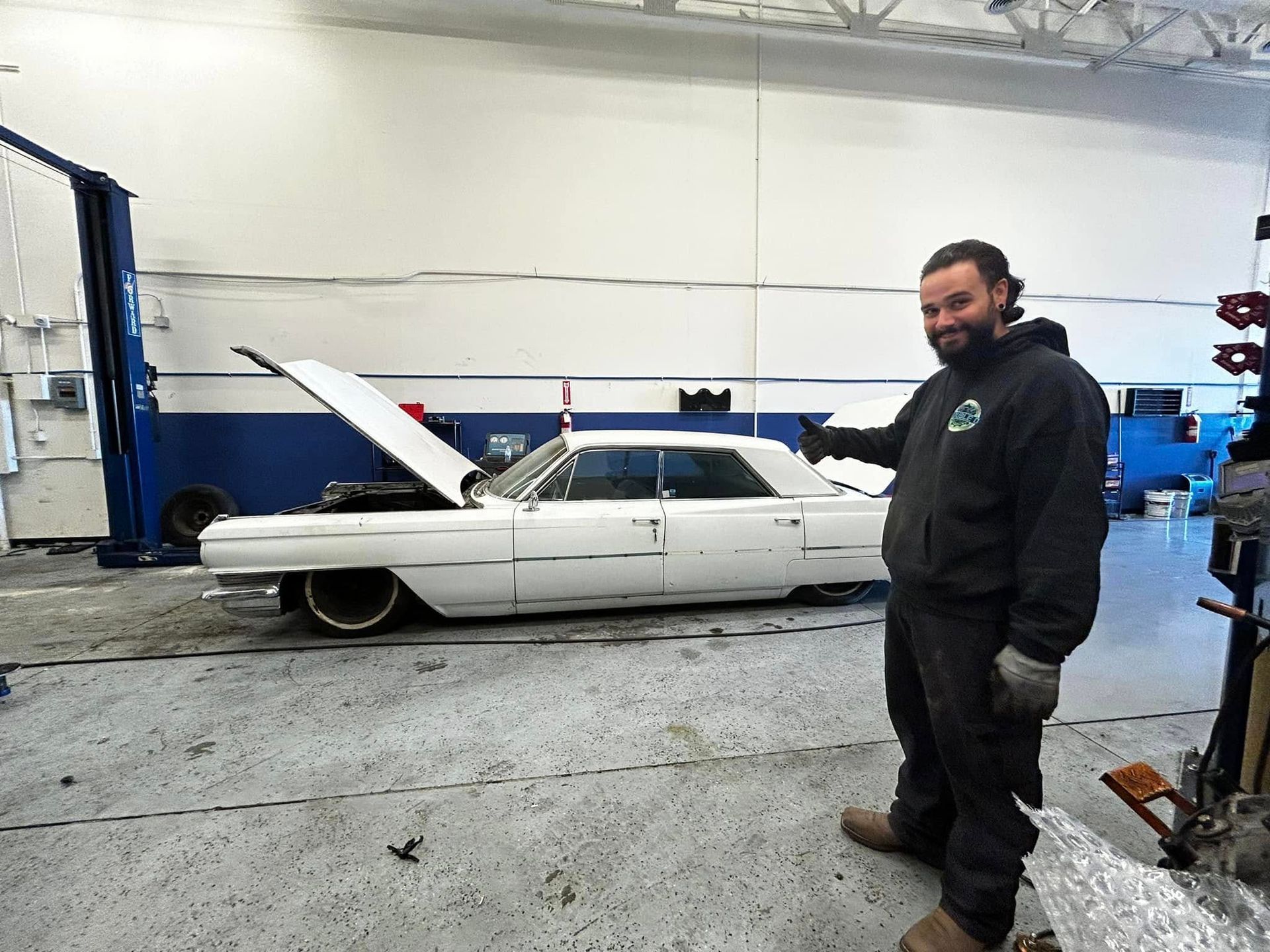 Classic Vehicle Positioned Inside Auto Repair Shop | Double D Automotive