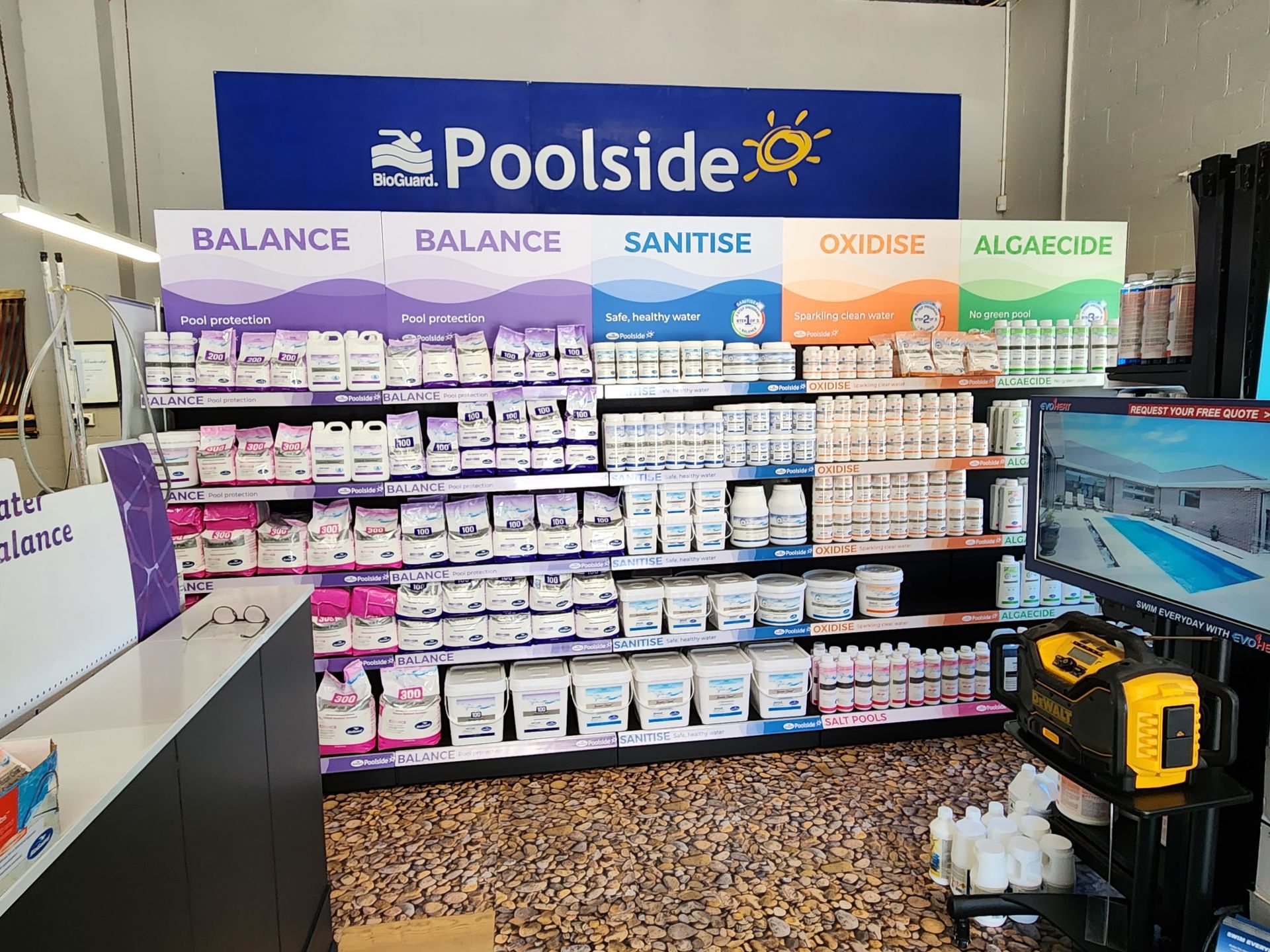 Poolside Shop with Pool Cleaning Chemicals — Poolside Byron Bay in Byron Bay, NSW
