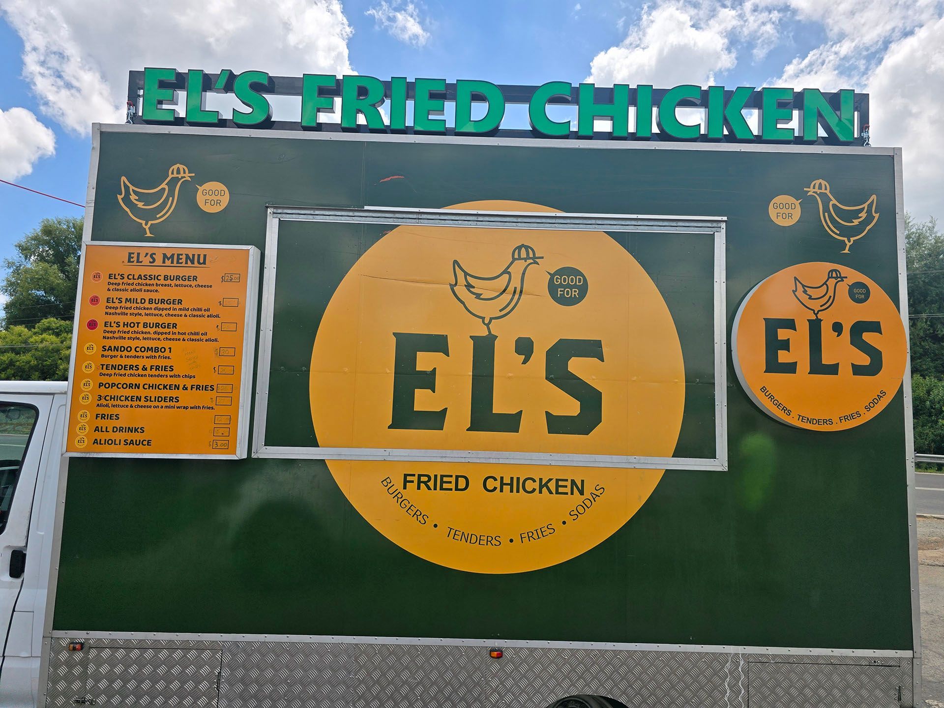 El's Fried Chicken Signage on Food Truck Close-up