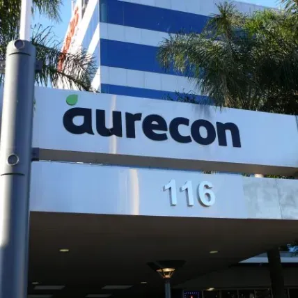 A building with a sign that says aurecon on it