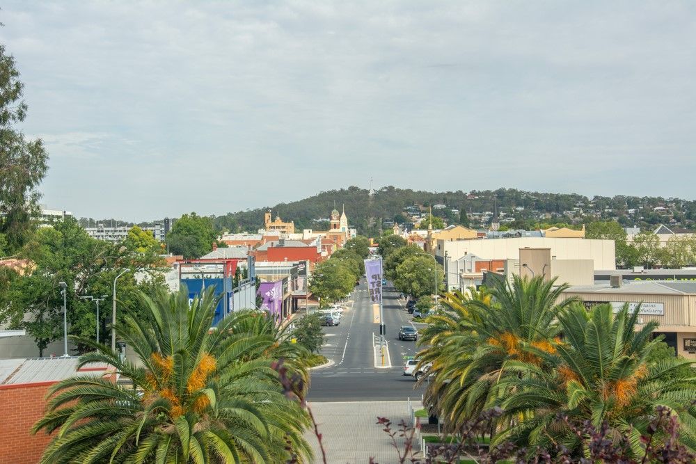 An Aerial View of a City Street Lined With Palm Trees and Buildings — Brushworks Painting In Thurgoona, NSW.