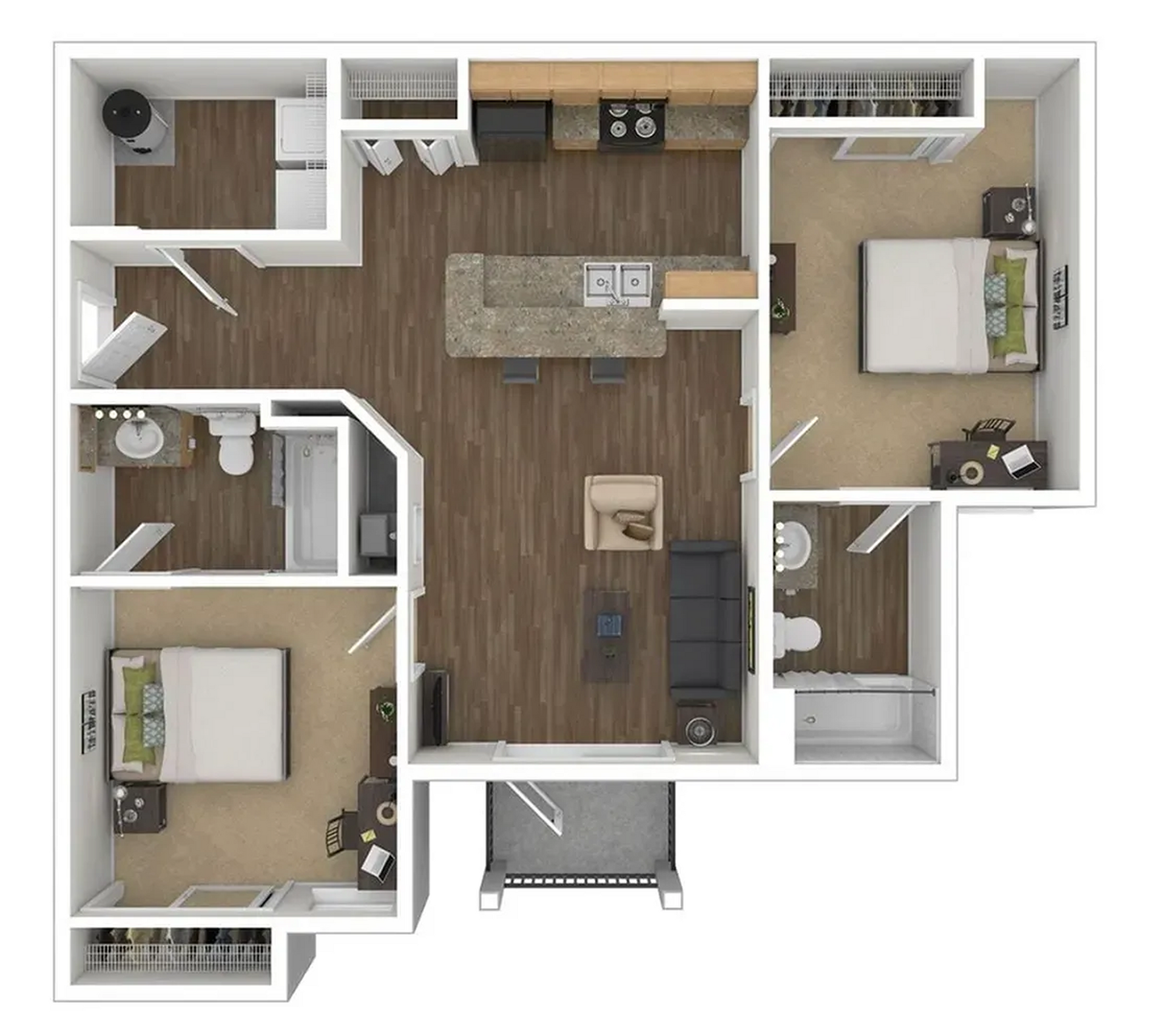 2 bedroom 2 bathroom floor plan