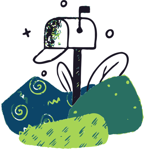 playful mailbox illustration for waypoint at hammond branding