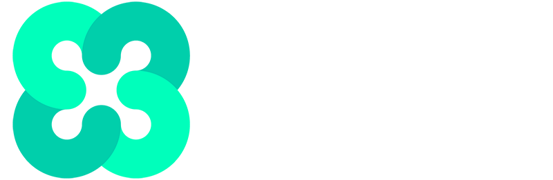 A green and white logo on a white background.