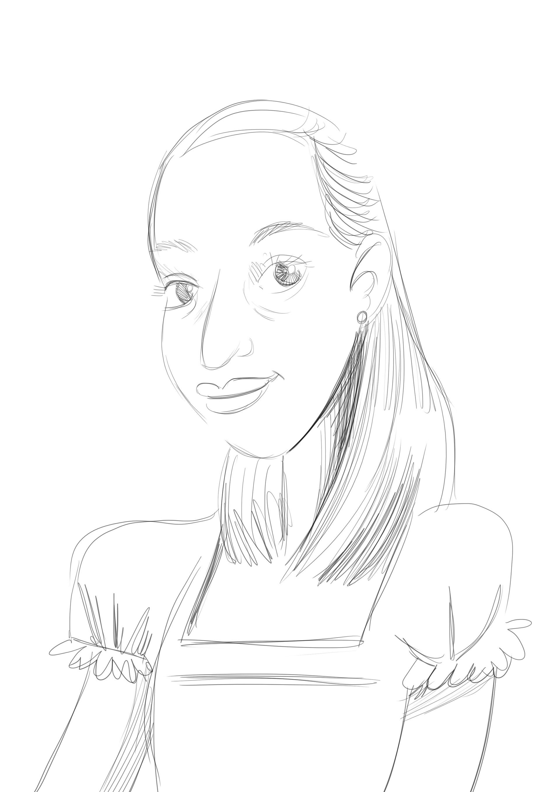 Un dessin en noir et blanc d'un homme assis devant un ordinateur.