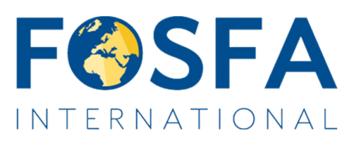 Un logo pour fosfa international avec un globe au milieu