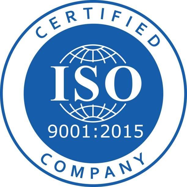 Un logo d'entreprise certifié ISO bleu et blanc