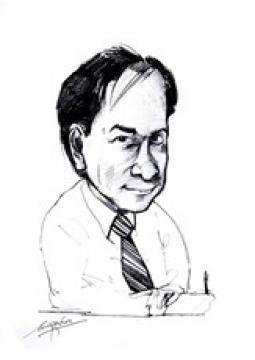 Un dessin en noir et blanc d'un homme en costume et cravate