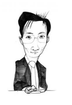 Un dessin en noir et blanc d'un homme en costume et cravate