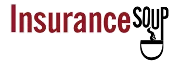 A red and black logo for insurance soup